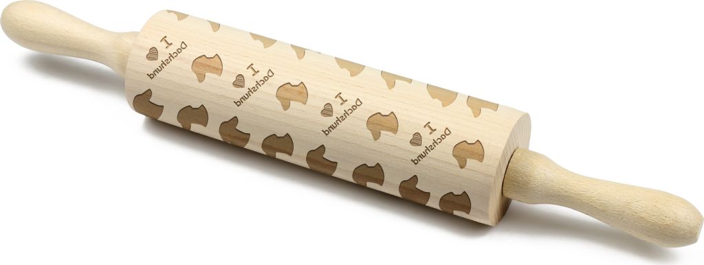 Dachshund Kurzhaar, Dackel, Teckel - Nudelholz mit Hundemuster, Nudelholz für Teig und Keramik, Geschenk für den Konditor der Marke Art-Dog