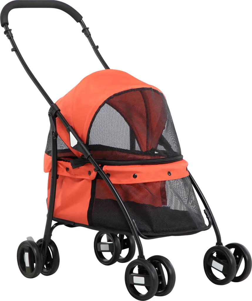 Poussette chien et chat pliable - Buggy de transport 82x47x97 cm Rouge