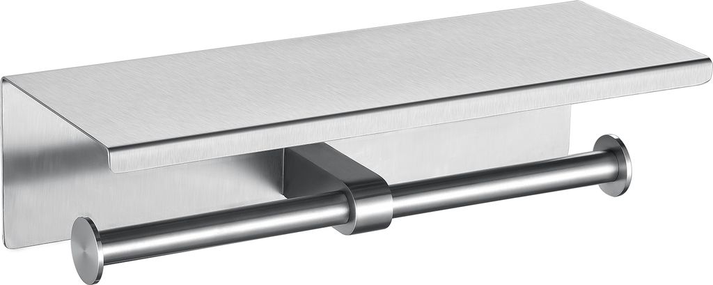 Toilettenpapierhalter mit Handyhalter, gebürsteter Klopapierhalter, doppelter Rollenhalter, Klorollenhalter mit Ablage, Wandhalterung für Badezim...