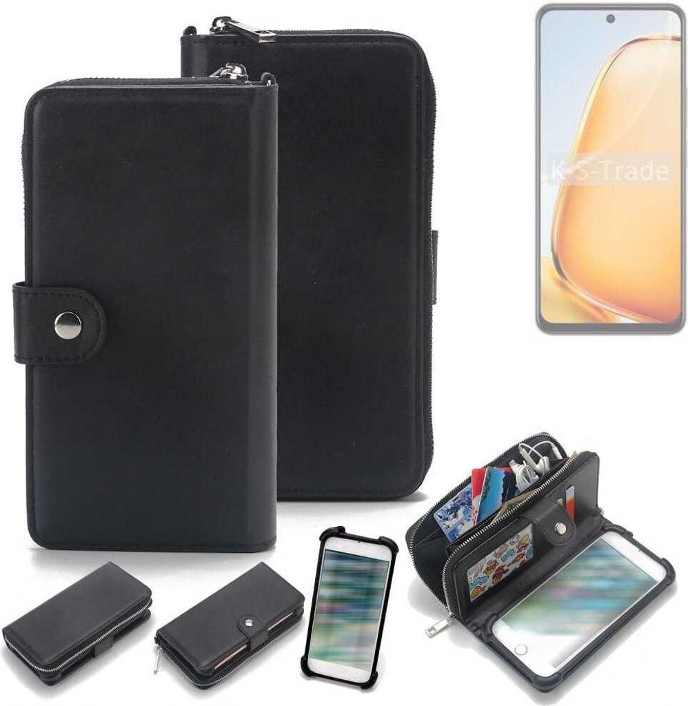 K-S-Trade 2in1 Handyhülle Schutzhülle kompatibel mit Vivo Y28 4G & Portemonnee Cover Handy Hülle Case Etui Geldbörse Wallet Bookstyle Hülle