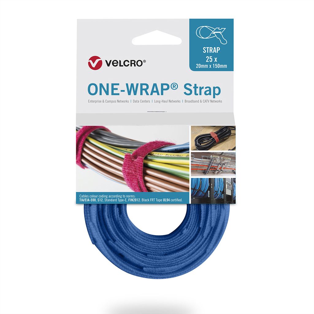 VELCRO One Wrap Strap 13mm x 200mm, 25 Stück, blau