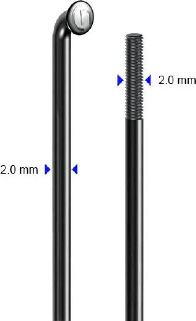 cnSpoke Speiche STD14C 272mm Ø2,0mm 95° schwarz 100 Stück Edelstahl ohne Nipp...