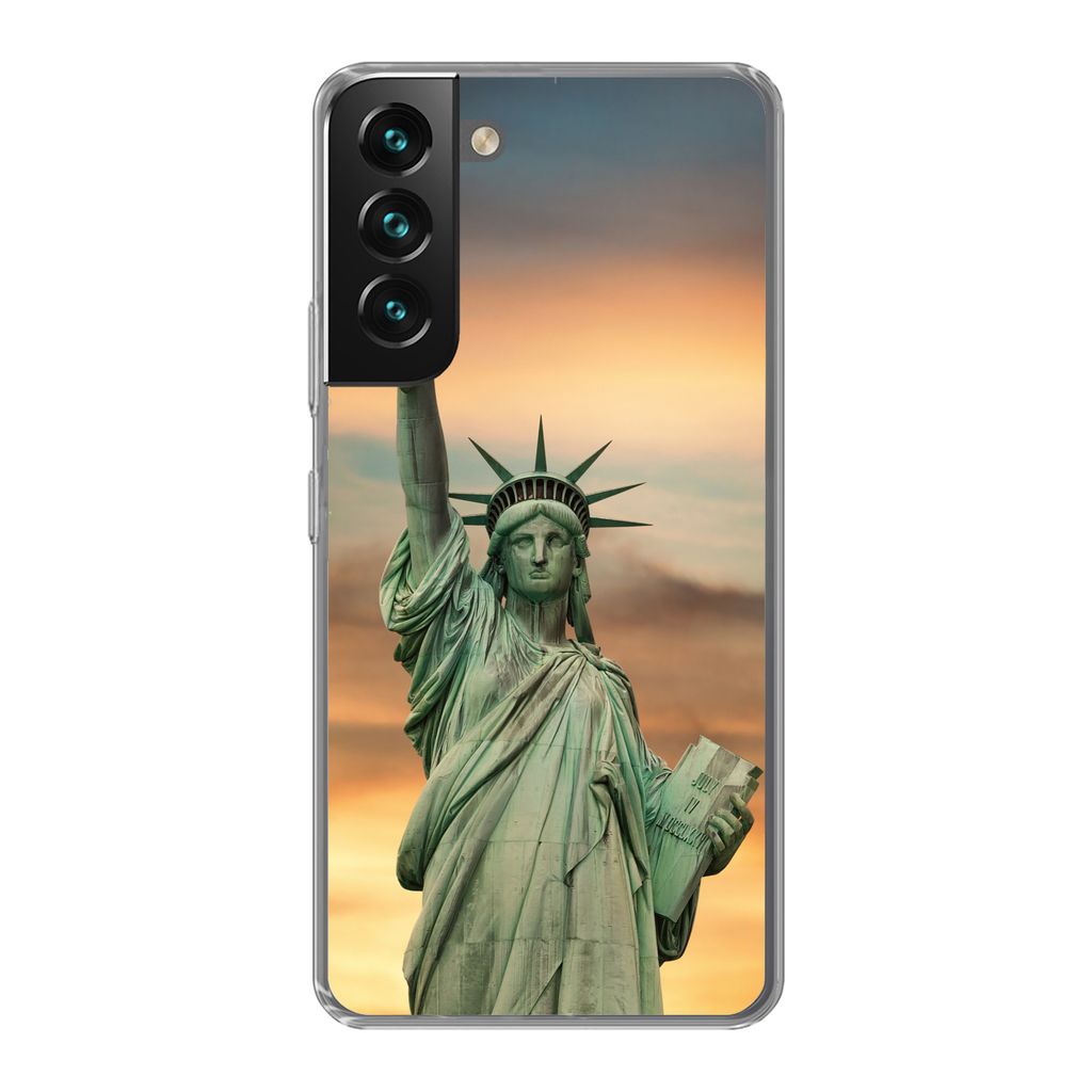 MuchoWow Handyhülle Schutzhülle Hülle für Samsung Galaxy S22 Plus New York - Freiheitsstatue - Sonnenuntergang Silikon Softcase Handy Hülle ...