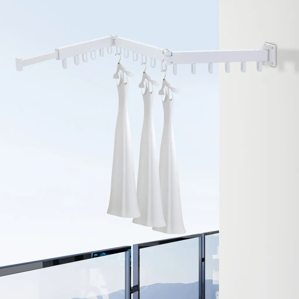 Séchoir à linge mural escamotable Space Saver 60cm en aluminium blanc