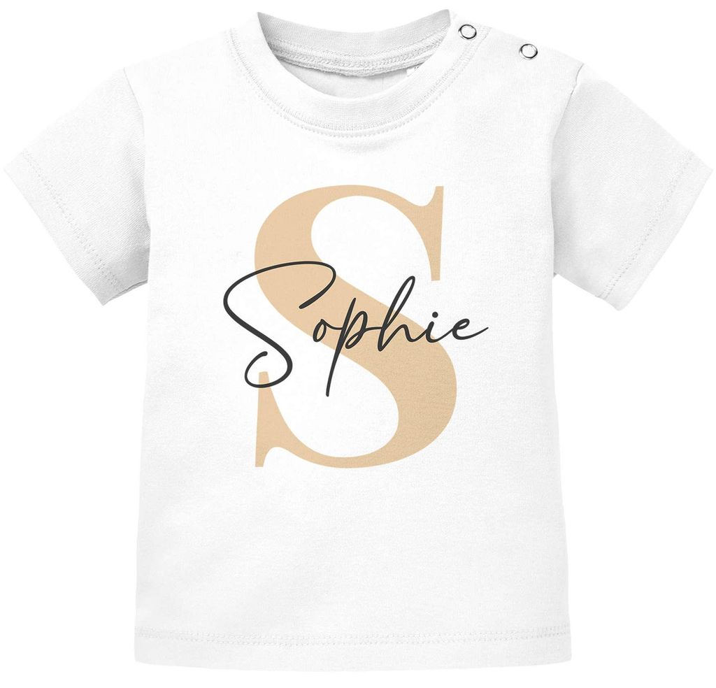 Baby T-Shirt personalisiert mit Namen und Anfangsbuchstabe Wunschname Pastell-Design Mädchen Jungen Baumwolle SpecialMe