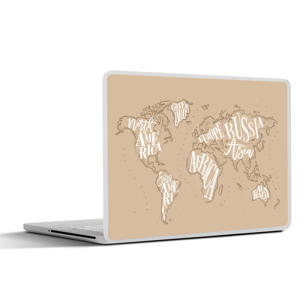 MuchoWow Laptop Aufkleber Sticker Cover Weltkarte - Buchstaben - Weiß 30x22 cm - Laptop-Sticker