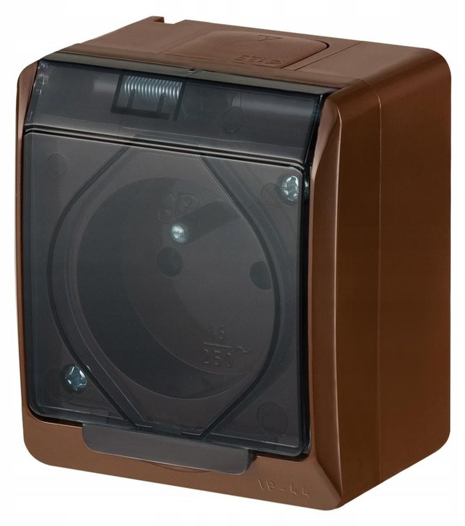 Presa singola con messa a terra, IP44 marrone HERMES Immagine del prodotto 