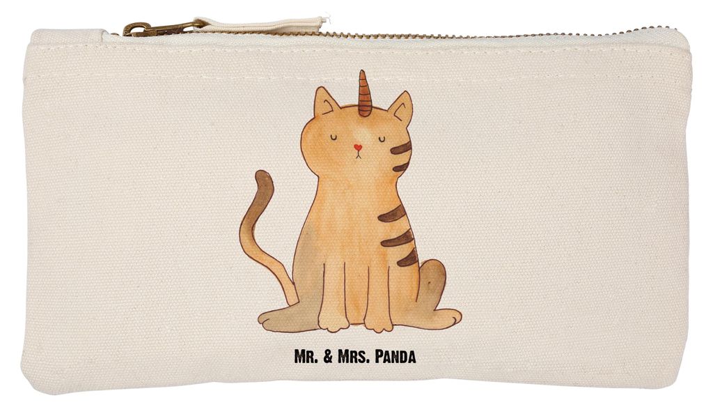 Mr. & Mrs. Panda kosmetiktäschchen Einhorn Katze Größe S Klein - Weiß - Geschenk, Unicorn, pencil case, Kulturtasche, Kosmetiktasche, Stoffbeut...