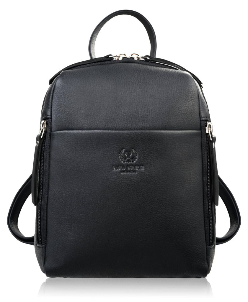 Damen Leder City Rucksack klein schwarz elegant Paolo Peruzzi AY-26-BL