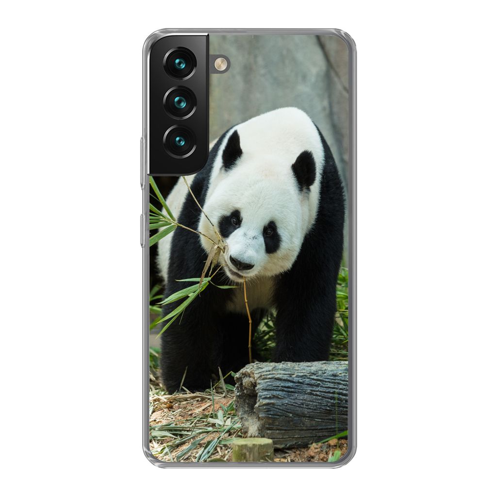 MuchoWow Handyhülle Schutzhülle Hülle für Samsung Galaxy S22 Plus Panda - Baumstamm - Höhle Silikon Softcase Handy Hülle - Schutzabdeckung