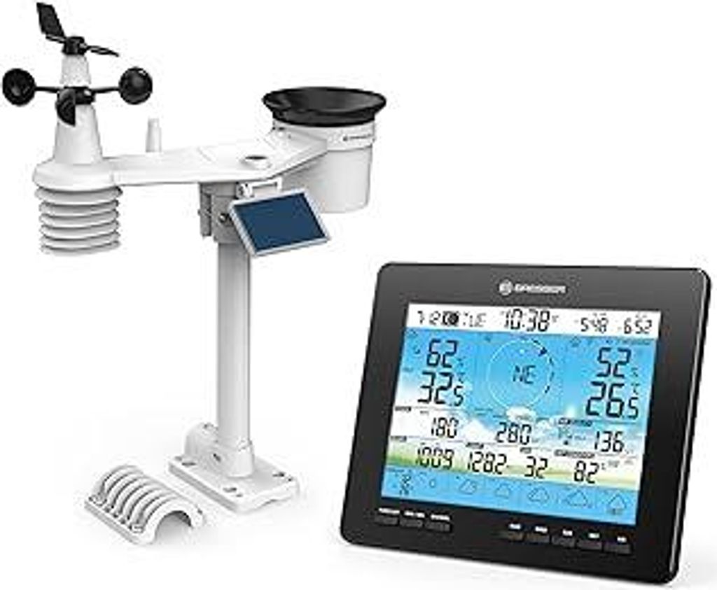 Bresser 6-Tage 4CAST Funk Wetter Station PRO WLAN-Wetter-Center 7-in-1 solar mit Wind- und Regenmesser, Schwarz