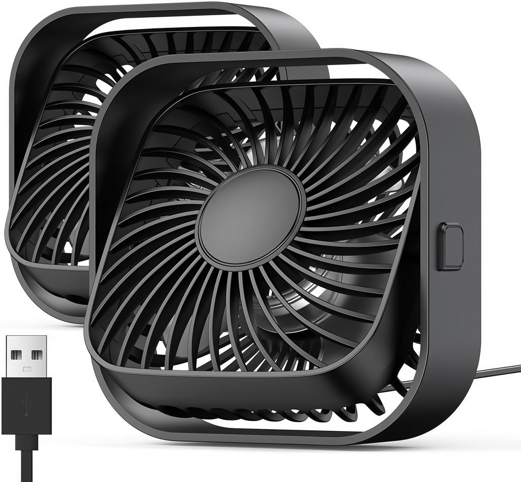2er Mini USB Ventilator,Tragbarer Tischventilator mit 360° Produktbild 