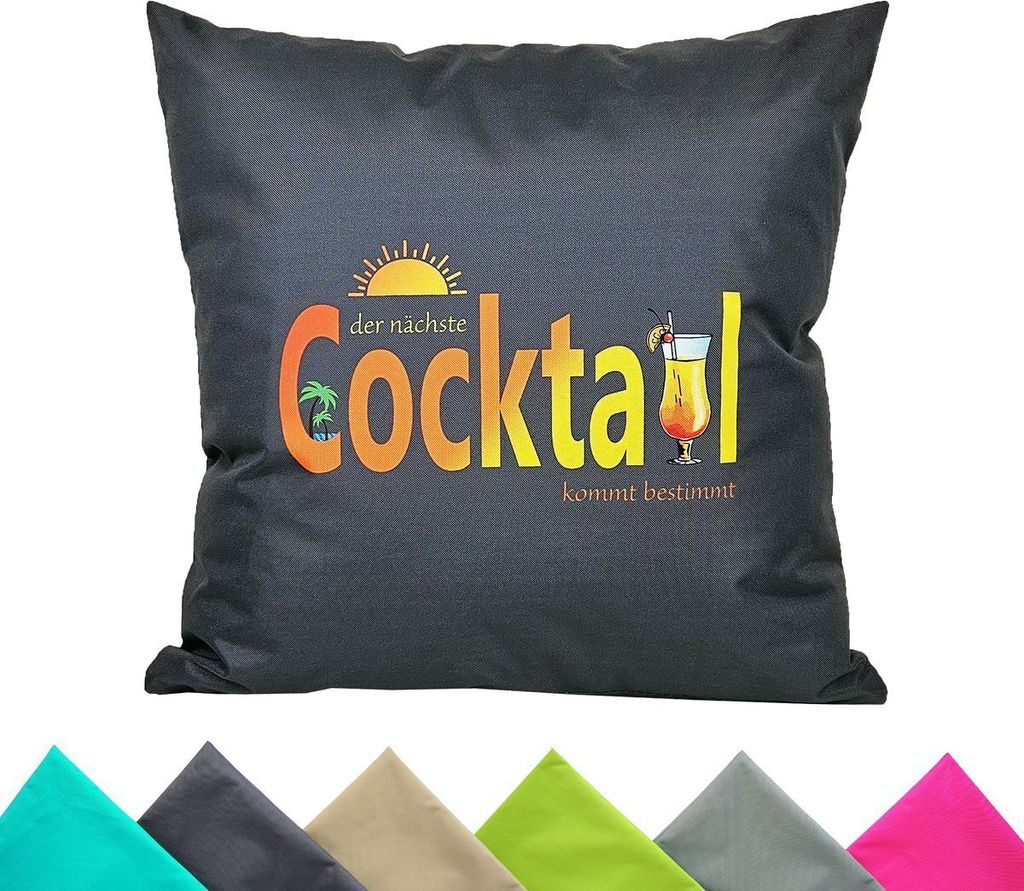 JACK 1x 50x50cm Outdoor Kissenhülle Motiv Bezug Wasserabweisend Sitzkissen Garten Stuhl Lotus Effekt lustig, Farbe:Cocktail