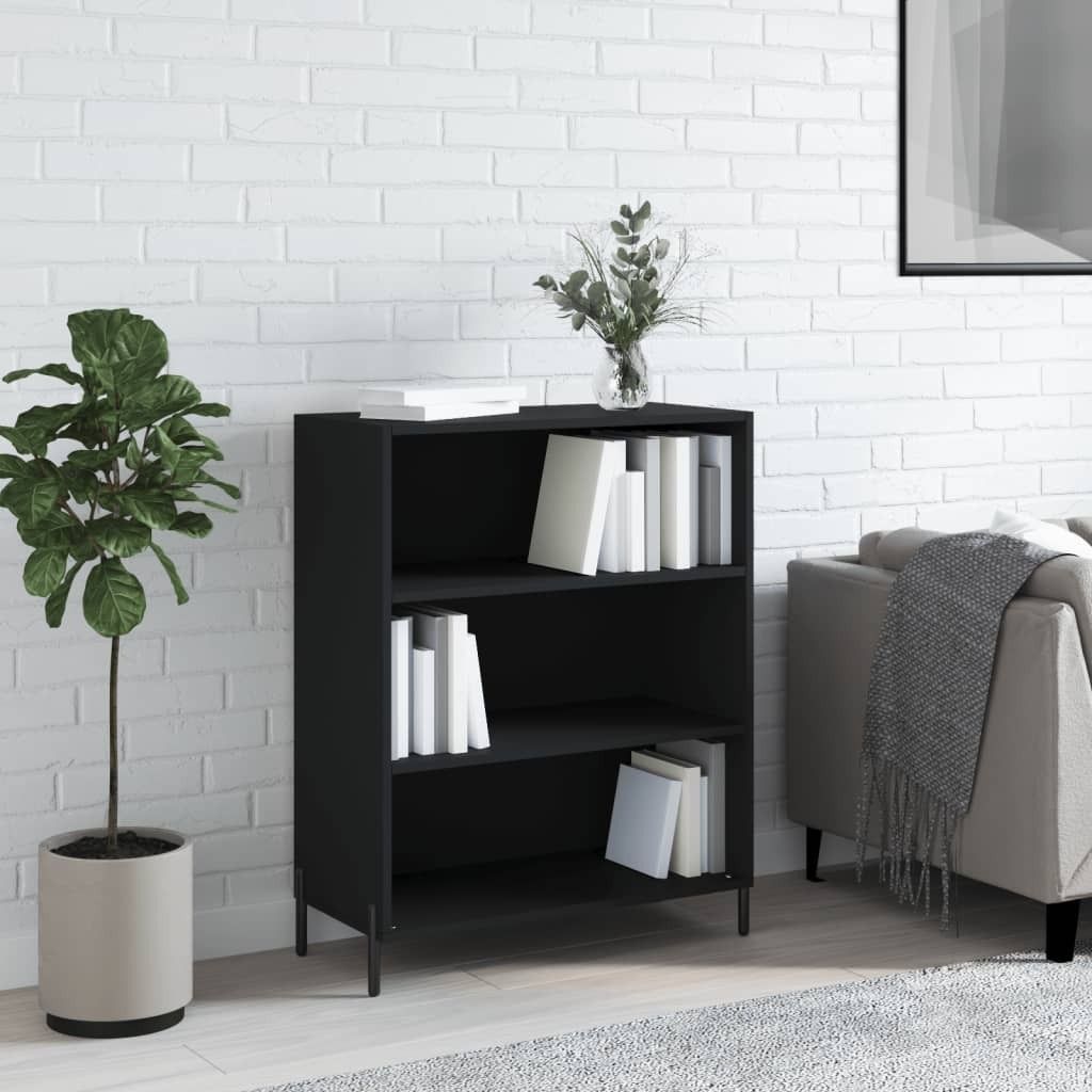 The Living Store Regalschrank Schwarz 69,5x32,5x90 cm Holzwerkstoff