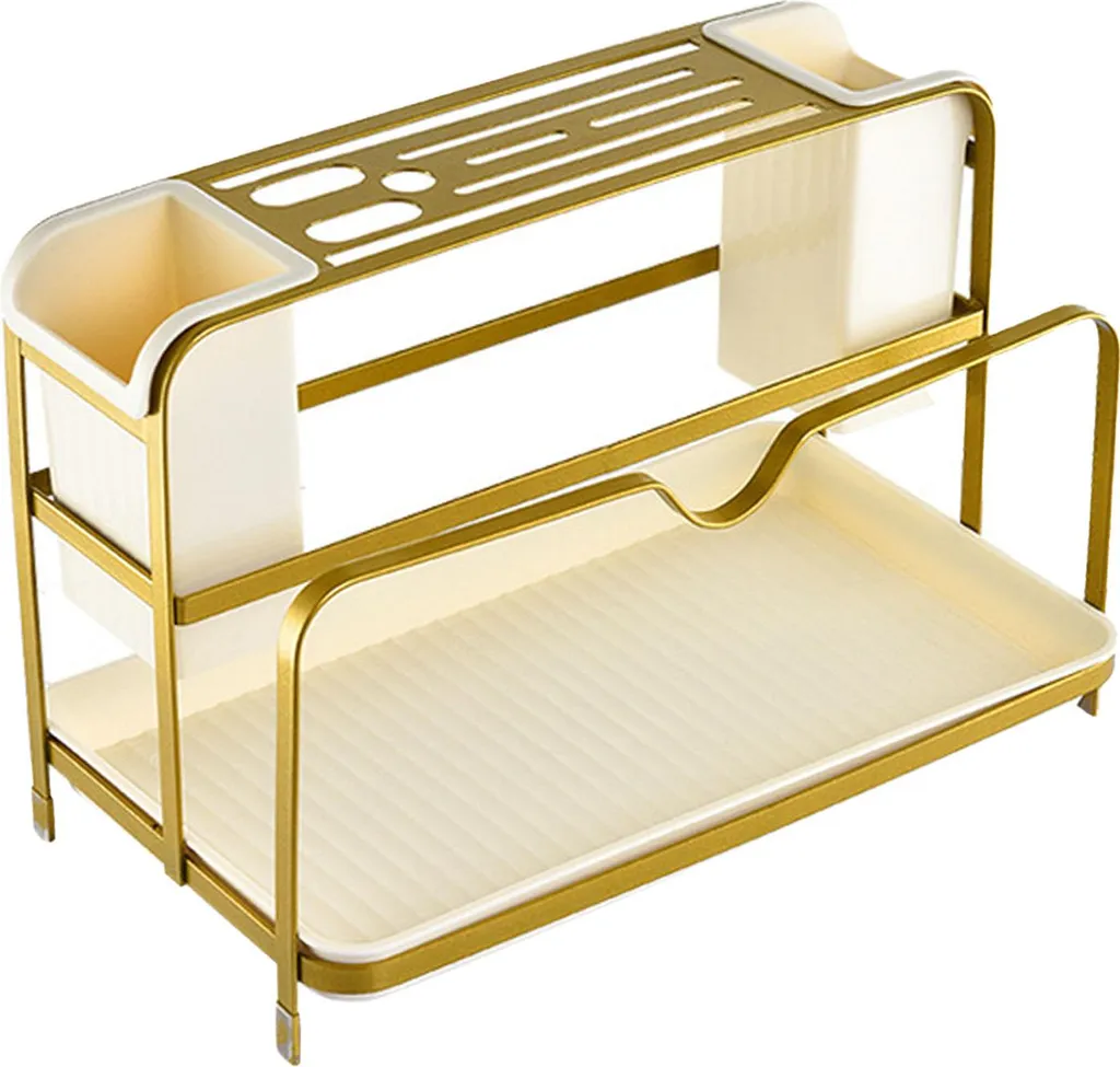 Organisateur d'ustensiles et baguettes pour évier de cuisine en acier Gold