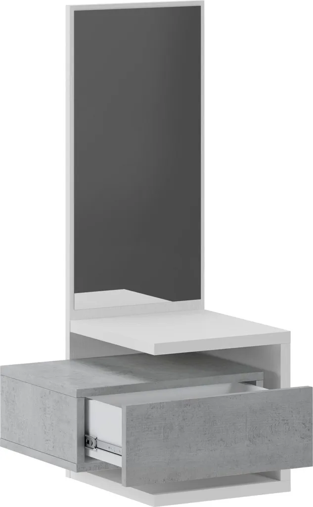 Dmora Mobile da Ingresso Tesero 43x32x90h cm Bianco, Specchio Incluso un Cassetto