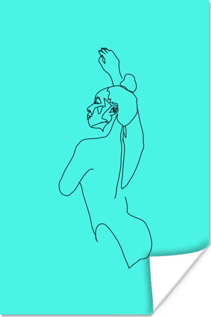 MuchoWow Poster Linienkunst - Frau - Tanz 120x180 cm - Kunstposter