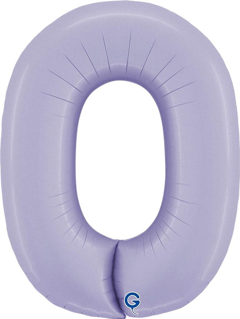 Riesenzahl Folienballon 40"/102cm | Satin Lilac Zahl: 0