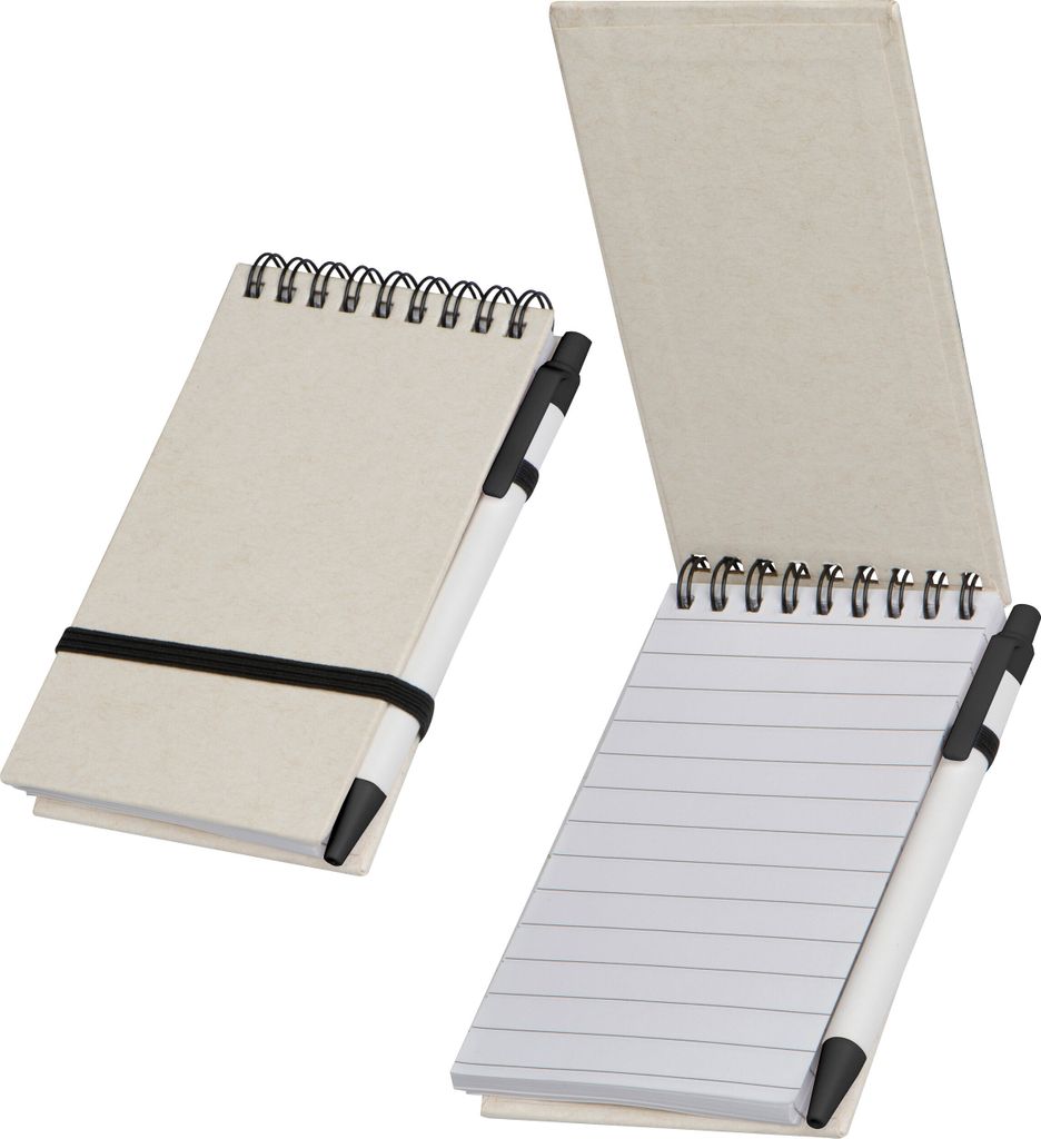 Schreibblock / Spiral-Notizbuch mit Kugelschreiber / 140 linierte Seiten