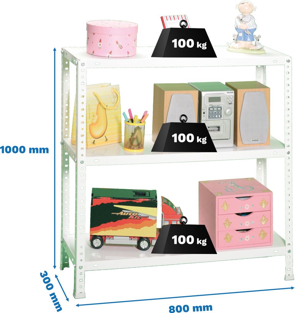 Metallregal COMFORT MINI 3/300 1000 BRANCO