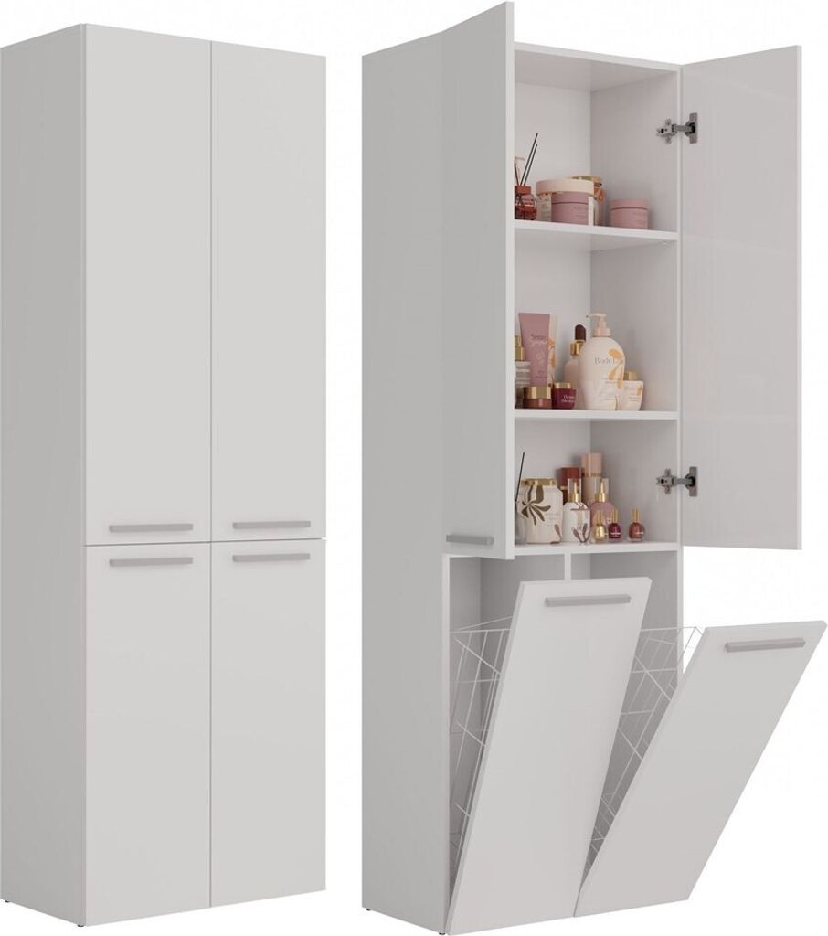 Badezimmer-Hochschrank Heinrich Weiß mit 2 Türen