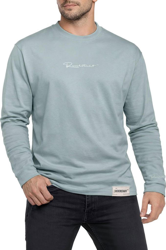 Reichstadt Herren Longsleeve 23RS042 Mint Grey XS
