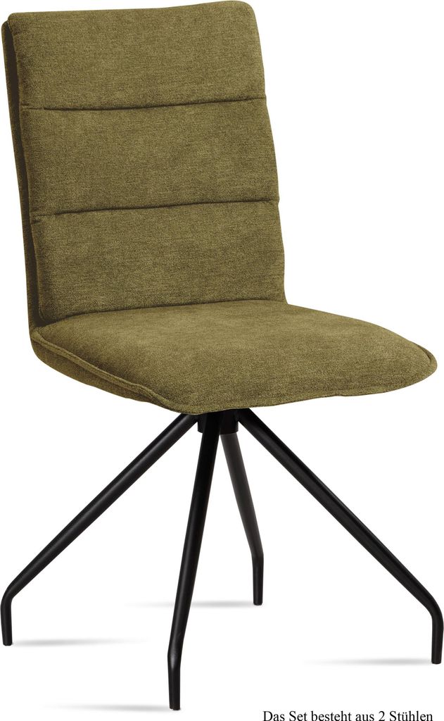 Esszimmerstuhl (2er-Set) Dianna 47x92x60 Schwarz/Olivgrün