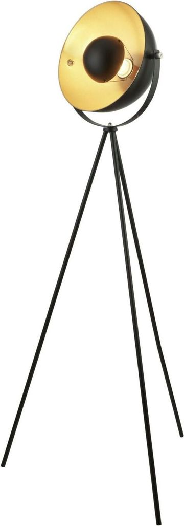 Stehleuchte Metall E27 144 cm hoch in Schwarz matt Gold Retro Design Stehlampe