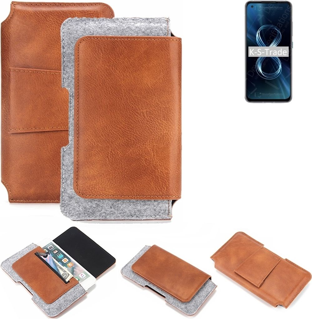 K-S-Trade Handyhülle Schutzhülle kompatibel mit Asus Zenfone 8 Gürteltasche Holster Gürtel Tasche Smartphone Tasche Handy Hülle Polyurethan+ F...