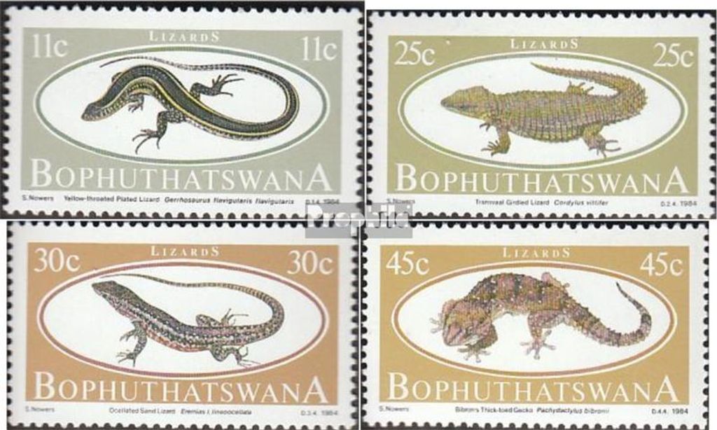 Briefmarken Bophuthatswana 1984 Mi 129-132 (kompl.Ausg.) postfrisch Echsen