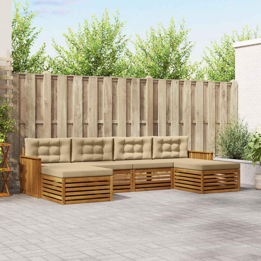 "Neues Produkt" Sofagarnituren - CLORIS - Terrassen-Sofa - 6 pcs - Natur und Beige Massivholz Akazie - Modern Gartensofas V1510