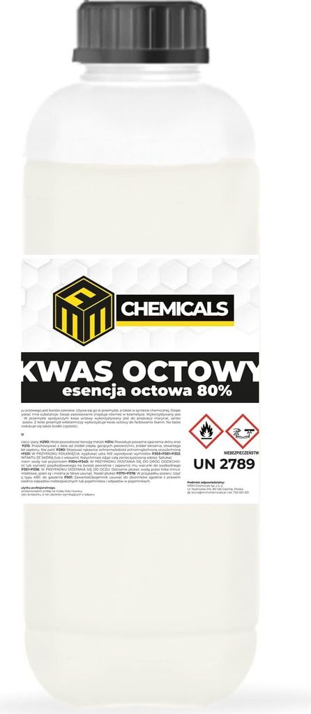 MRM CHEMICALS Essigsäure 80 1L 1 Liter Reiniger, Entkalker, zum Entfernen von Schmutz im Haushalt