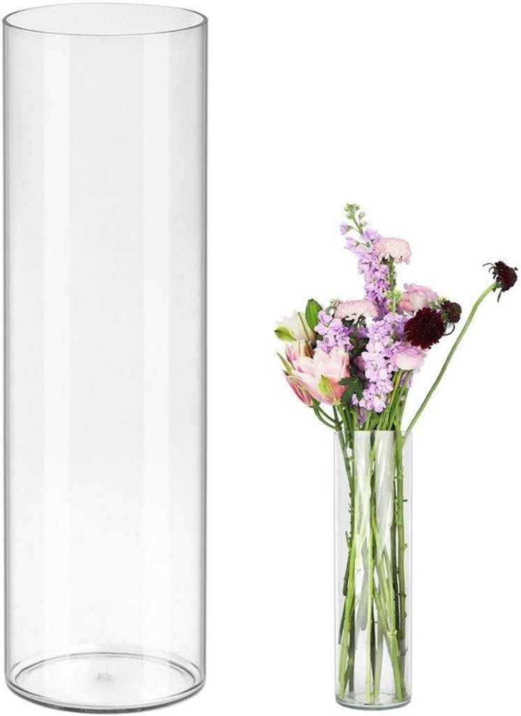 Acryl Cilinder Vaas 40cm Ø12cm - Unzerbrechliche Cylindrische Blumenvasen aus Kunststoff für Tischdekoration im Büro & Hochzeit