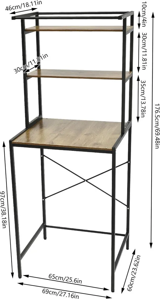 Étagère de rangement 3 niveaux gain de place, acier et bois vert clair