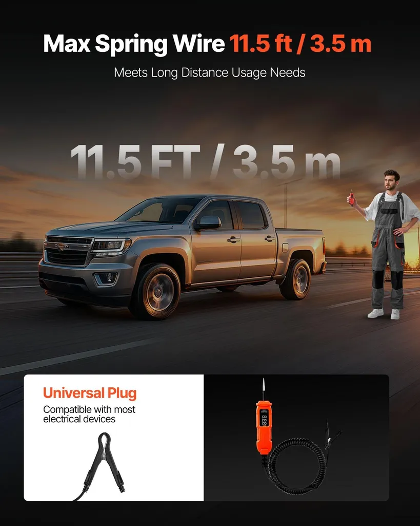 Testeur de tension auto avec écran LED rétroéclairé et boîtier ABS - 5