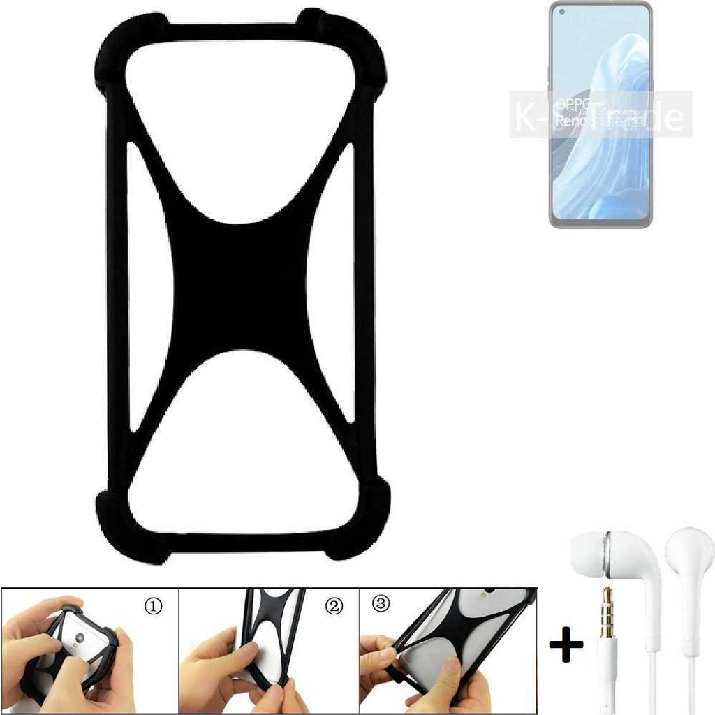 K-S-Trade Handy-Hülle + headphones kompatibel mit Oppo Reno8 Lite 5G Schutz-Hülle Bumper Silikon Cover Case Silikoncase Silikonbumper TPU Softcase