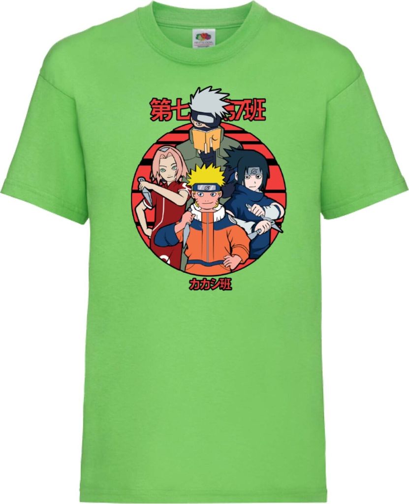 Kinder T-Shirt Japan Animation Manga Anime Comics Naruto Team 7 01 Var-031 Team Members, 12-13 Jahr - 152 / Lime