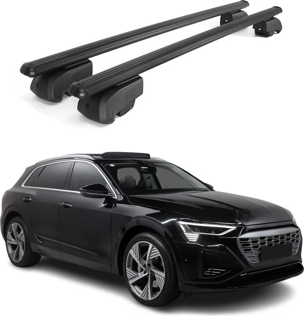 Dachträger Grundtäger für Audi e-Tron 2018-2025 75kg Alu Schwarz 2 tlg