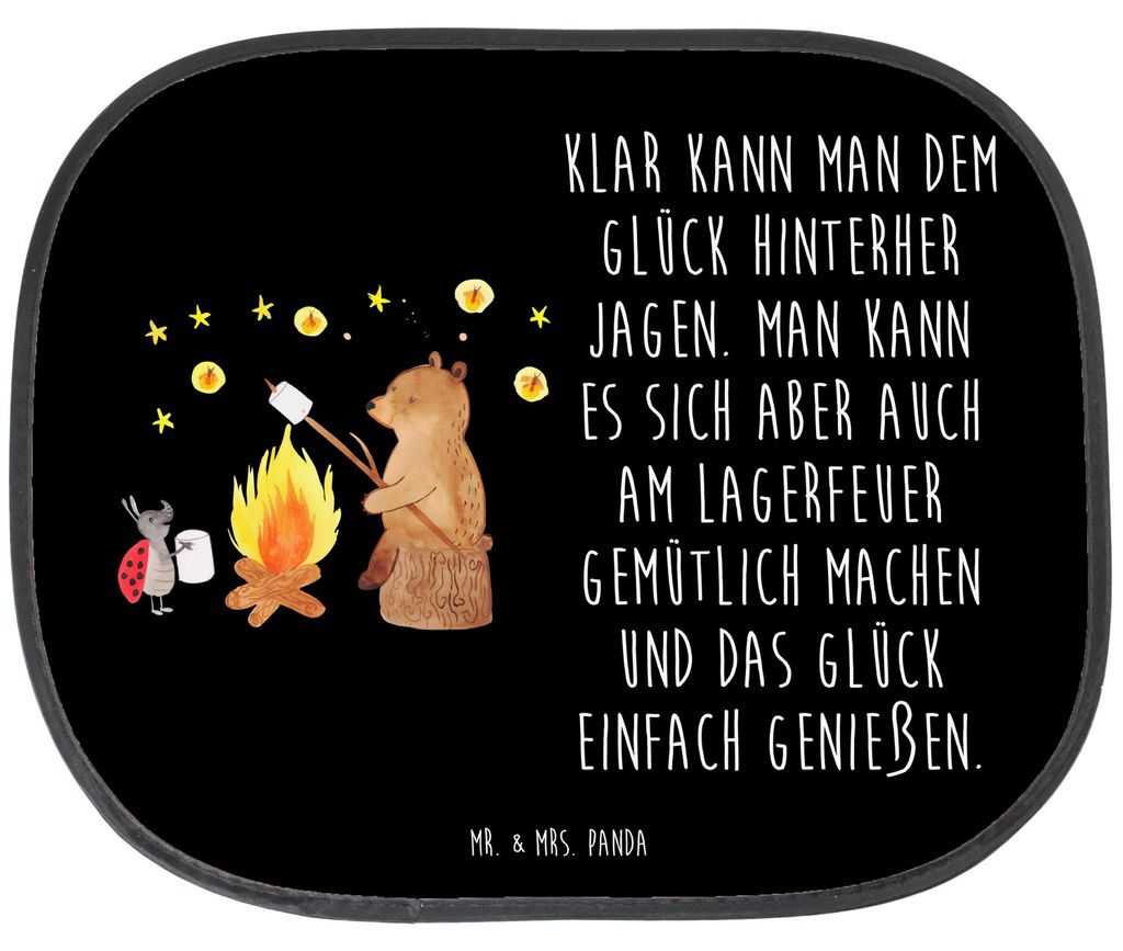 Mr. & Mrs. Panda Sonnenschutz Auto Bär & Marienkäfer Lagerfeuer - Schwarz - Geschenk, autofenster, Autoscheibe, Sonnenblende, Seitenscheibe, Tedd...