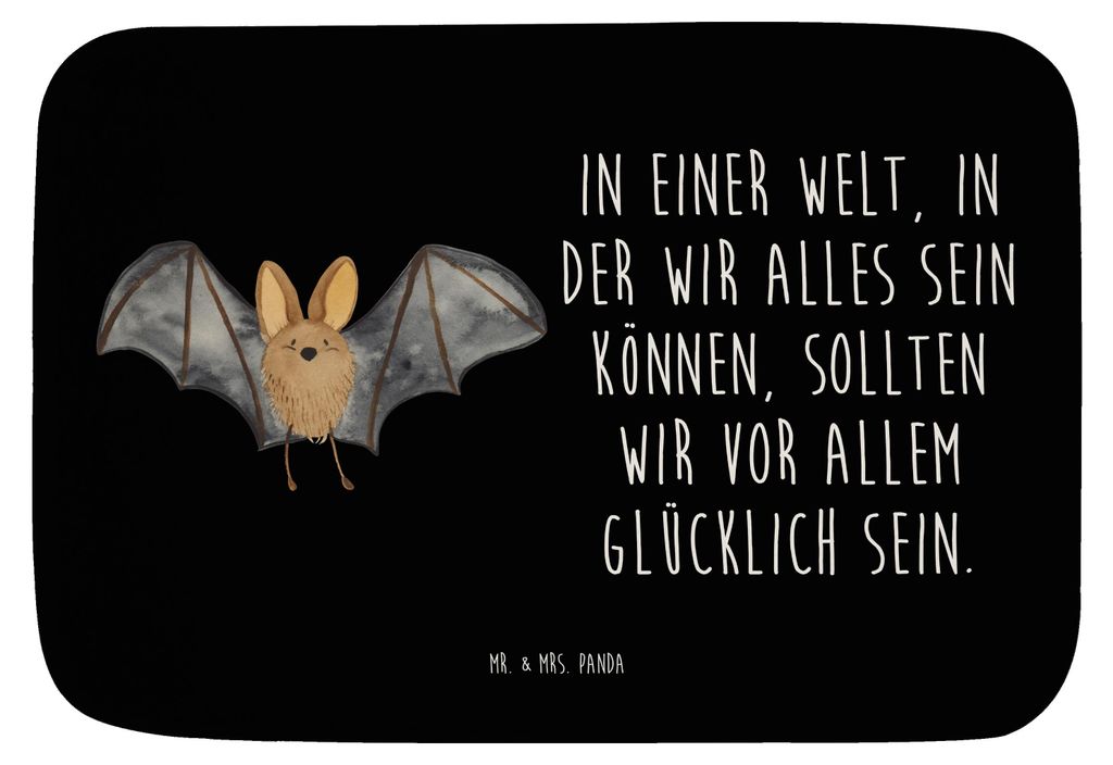 Mr. & Mrs. Panda Badezimmerteppich Fledermaus Flügel - Schwarz - Geschenk, badezimmermatte, duschmatte, Teppich Bad, Badvorleger, Gute Laune, Badt...