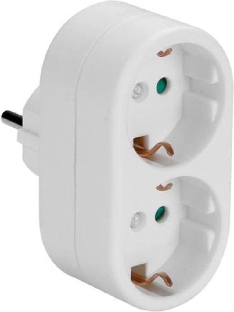 Perel Steckdosen-Verteiler mit Schalter, 2 Schutzkontakt-Steckdosen, Polypropylen, Innenbereich,