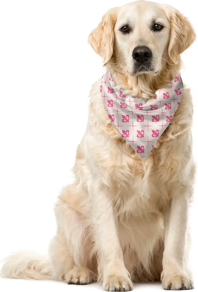 ABAKUHAUS Fleur De Lis Bandana per animali domestici, fiore di giglio rosa, 55x55 cm, rosa crema