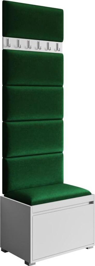 MIRJAN24 Garderoben-Set Grawis 60, Schuhschrank und Kleiderhakenbrett, 6 Stück gepolsterte Wandpaneele 60x30 (Weiß + Manila 35)