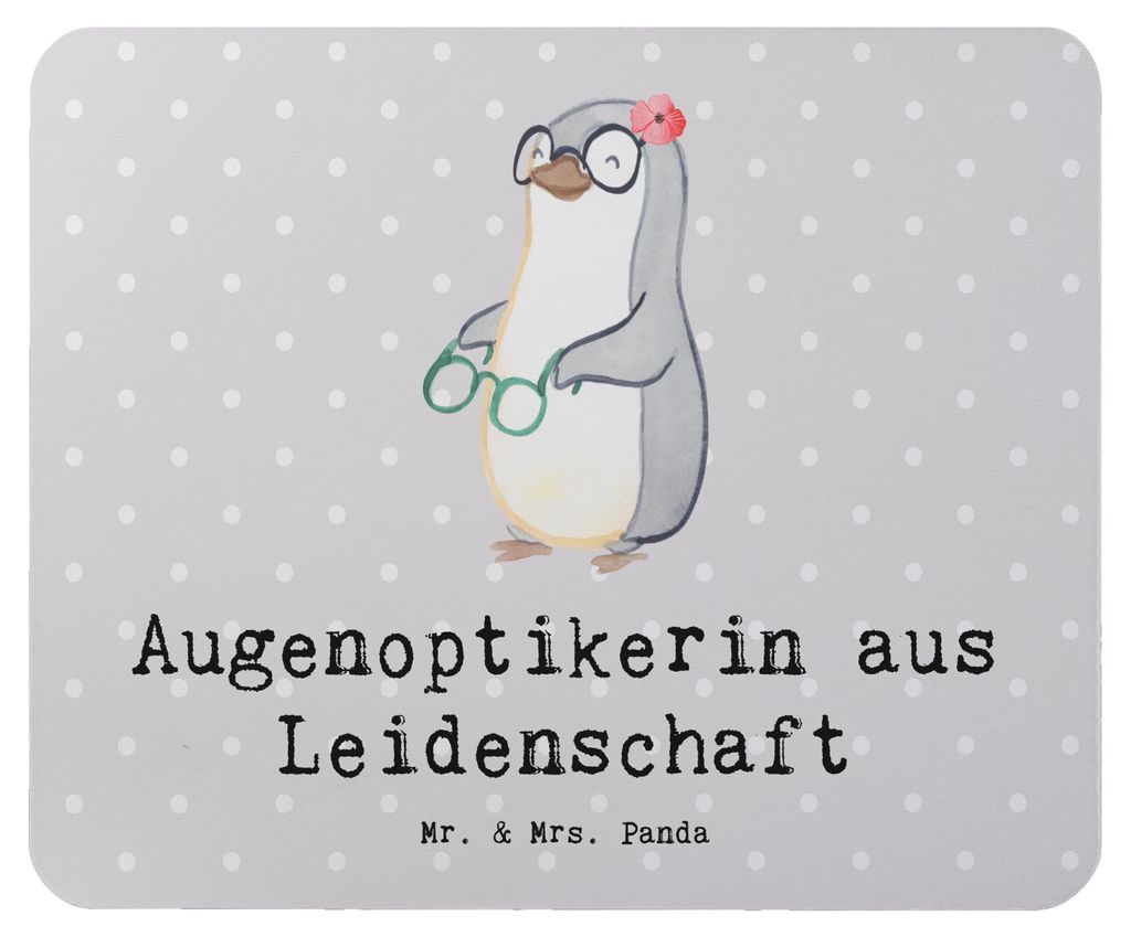 Mr. & Mrs. Panda Mouse Pad Augenoptikerin Leidenschaft - Grau Pastell - Geschenk, Spruch, Eröffnung, Optikerin, Brillengeschäft, mousematte, maus...