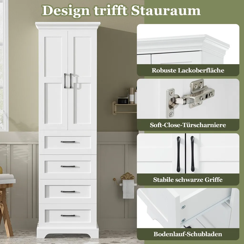 Armoire de salle de bain Soft-Close à étagères réglables et vitrine chic - 5