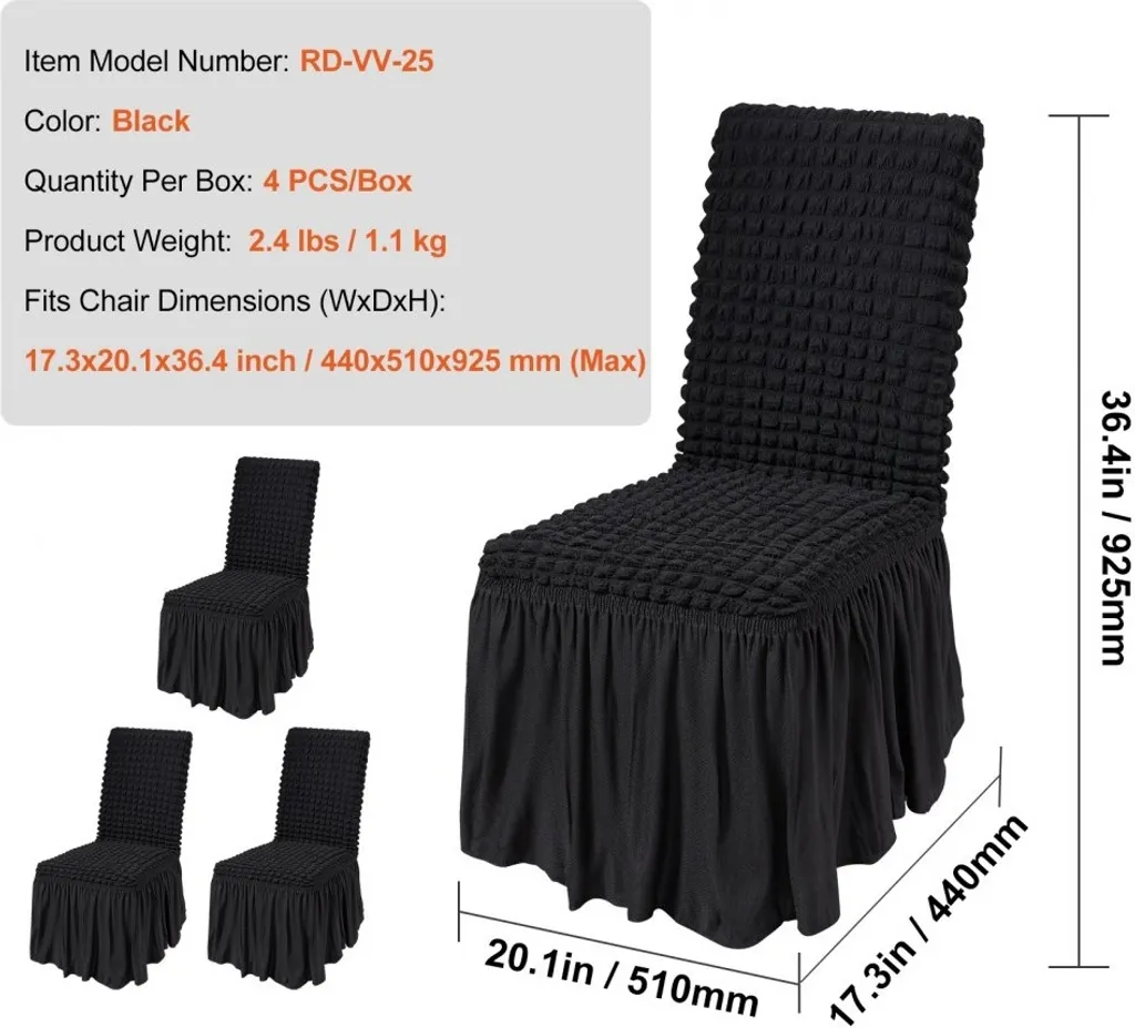Coprisedia Rotondi In Poliuretano Impermeabile, Con Elastico, Per Sedie Da Bar Diametro 43-45 Cm, 2 Pezzi, Colore Nero - 3