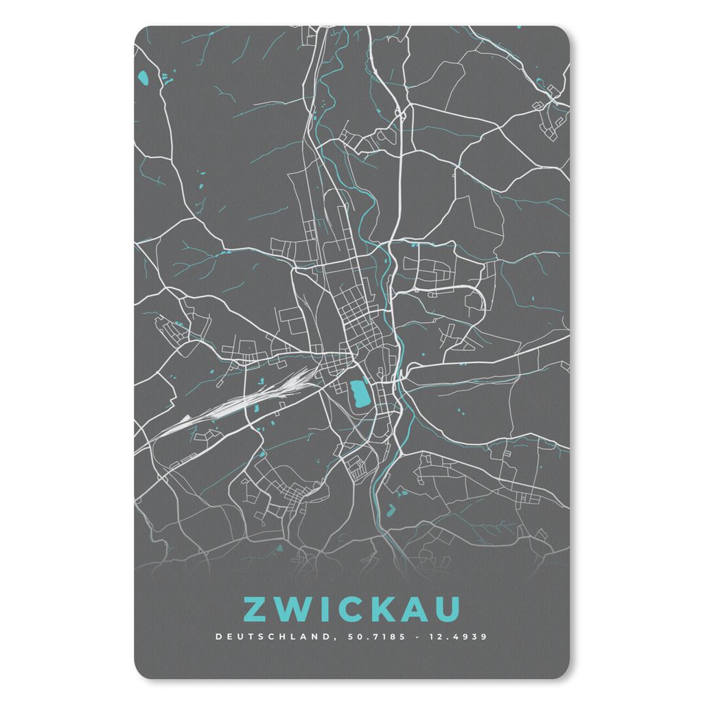 MuchoWow Mauspad Mousepad Deutschland - Blau - Zwickau - Stadtplan - Karte 18x27 cm - Mousepads - Maus Mat - Pad - Mausunterlage