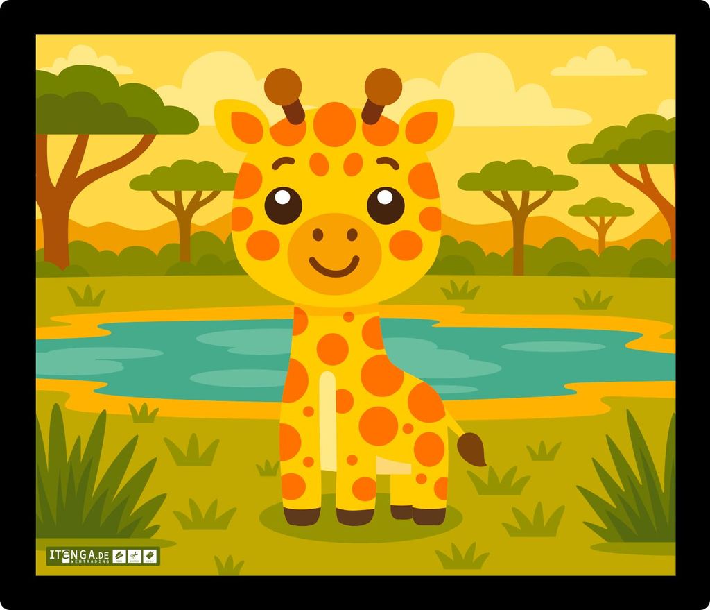 ITENGA Mauspad Kawaii Design - GIRAFFE 21 x 18 cm Kunststoff rutschfest