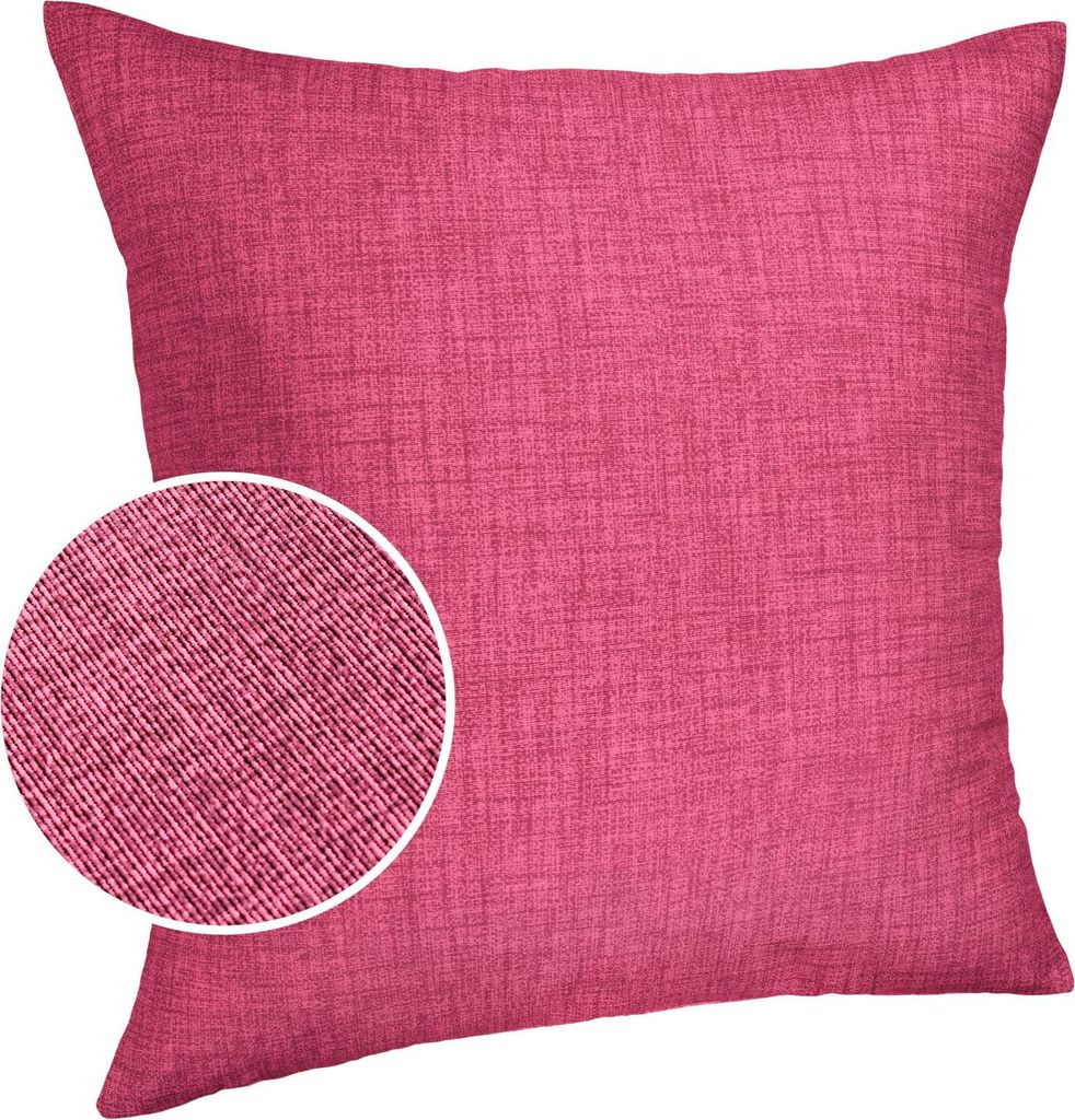 Dekokissen Kissenhülle mit Reißverschluss Sofakissen 40x40cm ohne Füllung Einfarbig Leinenoptik Uni Fuchsia