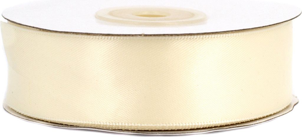 Doppelseitiges Satinband 25mm x 20m Rolle Ivory / Elfenbein